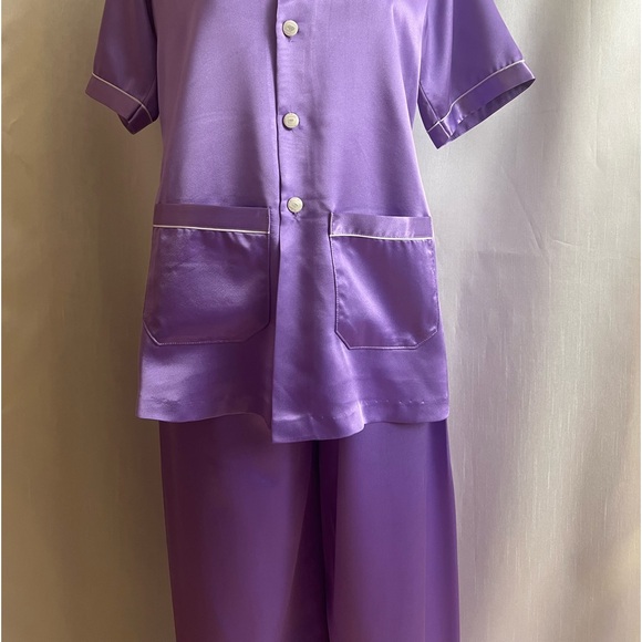 Custom made silk pajama set S Lavender - Picture 6 of 7